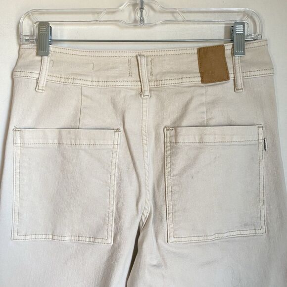 Articles Of Society Cropped Wide Leg Jeans 8/29 Ivory Mid Rise Relaxed Raw Hem - Picture 9 of 13
